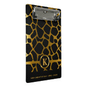 Monogram Dark Gold en Black Giraffe Pattern Mini Klembord (Schuin)