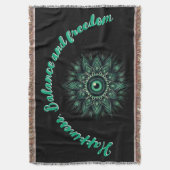 Monogram Dark Green Evil Eye Symbool op zwart | Deken (Voorkant Verticaal)