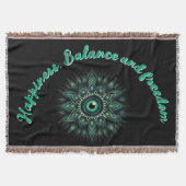 Monogram Dark Green Evil Eye Symbool op zwart | Deken (Voorkant)