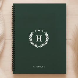 Monogram Dark Green Modern Minimalist Fitness Planner