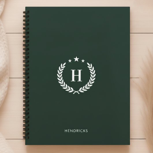 Monogram Dark Green Modern Minimalist Fitness Planner