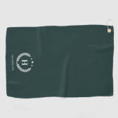 Monogram Dark Green Stylish Modern Minimalist Golfhanddoek (Horizontaal)
