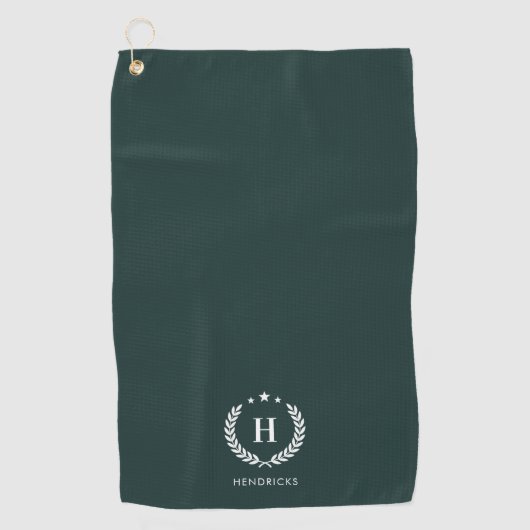 Monogram Dark Green Stylish Modern Minimalist Golfhanddoek (Voorkant)