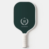 Monogram Dark Green Stylish Modern Minimalist Pickleball Paddle (Voorkant)