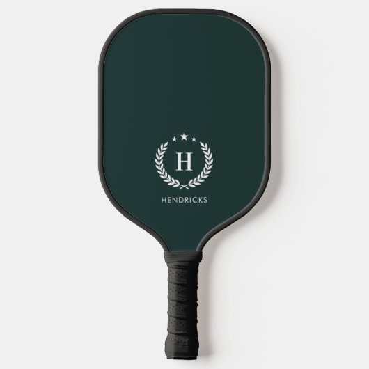 Monogram Dark Green Stylish Modern Minimalist Pickleball Paddle (Achterkant)