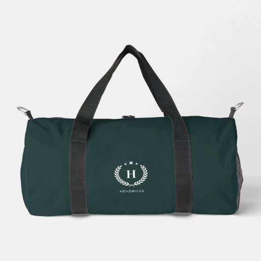 Monogram Dark Green Stylish Modern Minimalist Plunjezak (Voorkant)