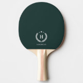 Monogram Dark Green Stylish Modern Minimalist Tafeltennisbatje (Voorkant)