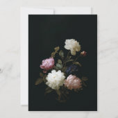 Monogram Dark Moody Flowers Wedding Vrijgezellenfe Kaart (Achterkant)