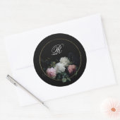 Monogram Dark Moody Flowers Wedding Vrijgezellenfe Ronde Sticker (Envelop)