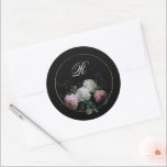Monogram Dark Moody Flowers Wedding Vrijgezellenfe Ronde Sticker<br><div class="desc">Monogram Dark Moody Flowers Wedding Vrijgezellenfeest Classic Ronde Sticker</div>