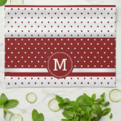 Monogram Dark Red en White Polka Dot Theedoek (Gevouwen)