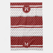 Monogram Dark Red en White Polka Dot Theedoek (Verticaal)