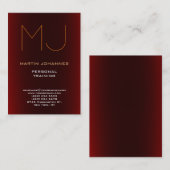 Monogram Dark Red Sport Personal Trainer Visitekaartje (Voorkant / Achterkant)