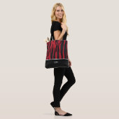 Monogram Dark Red Zebra Stripes Tote Bag (Op model)