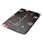 Monogram Dark Turquoise Rode Bloem Badmat (Gekanteld)