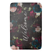 Monogram Dark Turquoise Rode Bloem Badmat (Voorkant Verticaal)