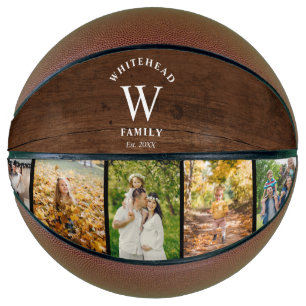 Monogram Dark Wood 5 Foto Collage Basketbal