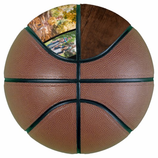 Monogram Dark Wood 5 Foto Collage Basketbal (Rechts)