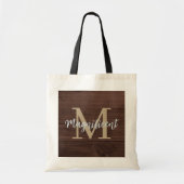Monogram Dark Wood Gold Tote Bag (Voorkant)