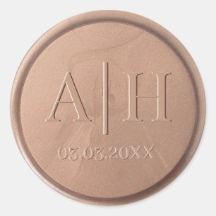 Monogram Datum Chocolade Bruine Seal Sticker