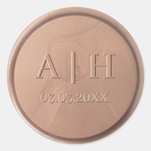 Monogram Datum Chocolate Brown Wax Seal Sticker (Voorkant)
