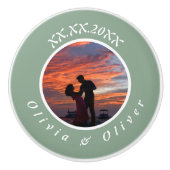 Monogram datum  ingelijste aangepaste foto keramis keramische knop (Voorkant)