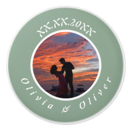 Monogram datum  ingelijste aangepaste foto keramis keramische knop