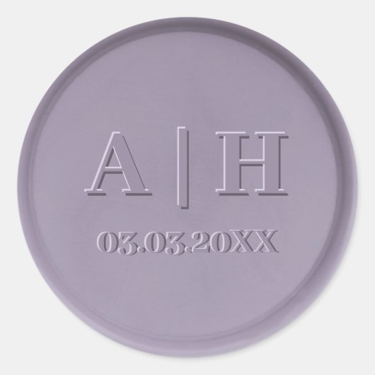 Monogram Datum Lavender Wax Seal Sticker (Voorkant)