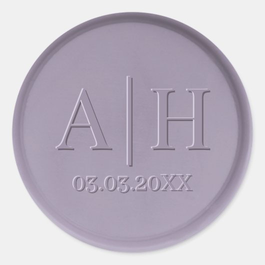 Monogram Datum Lavender Wax Seal Sticker (Voorkant)