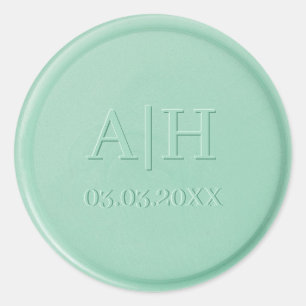 Monogram Datum Mint Green Wax Seal Sticker