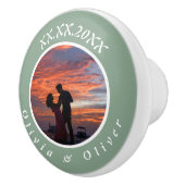 Monogram Datum  Omlijst Aangepaste Foto Keramische Keramische Knop (Rechts)