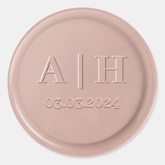 Monogram Datum Roze Latte Wax Seal Sticker (Voorkant)