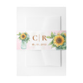 Monogram & Datum  Zonnebloem Mason Jar Trouw    Uitnodigingen Wikkel (Voorkant Voorbeeld)