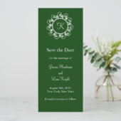 Monogram De datum opslaan (groen) Save The Date (Staand voorkant)