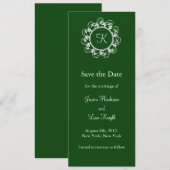 Monogram De datum opslaan (groen) Save The Date (Voorkant / Achterkant)