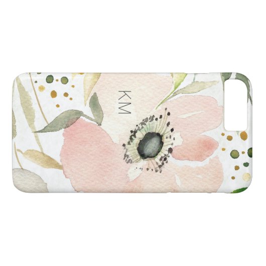 Monogram | De Joy of White | Waterverf Floral Case-Mate iPhone Case (Achterkant (Horizontaal))