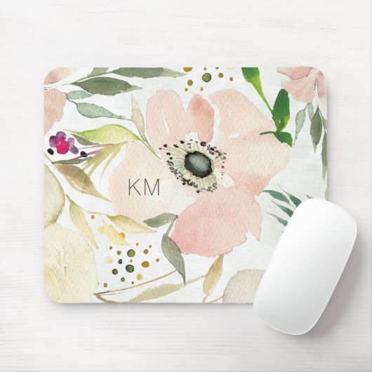 Monogram | De Joy of White | Waterverf Floral Muismat (Met muis)