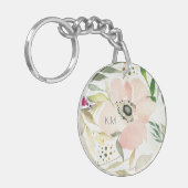 Monogram | De Joy of White | Waterverf Floral Sleutelhanger (Voorkant Links)