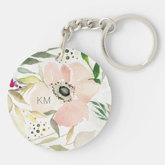 Monogram | De Joy of White | Waterverf Floral Sleutelhanger (Achterkant)