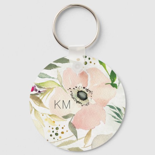 Monogram | De Joy of White | Waterverf Floral Sleutelhanger (Voorkant)