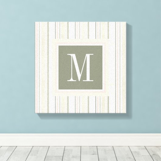 Monogram | De Joy of White | Waterverf Stripes Canvas Afdruk (Insitu (Houten vloer))
