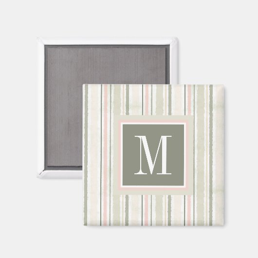 Monogram | De Joy of White | Waterverf Stripes Magneet (Voorkant / Achterkant)