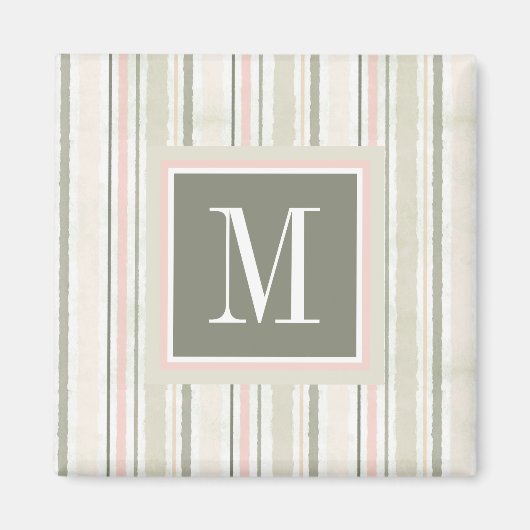 Monogram | De Joy of White | Waterverf Stripes Magneet (Voorkant)