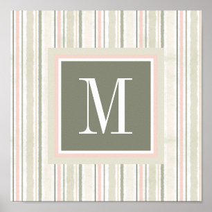 Monogram   De Joy of White   Waterverf Stripes Poster