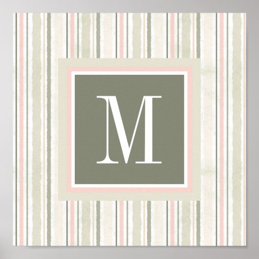 Monogram | De Joy of White | Waterverf Stripes Poster (Voorkant)