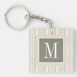 Monogram De Joy of White Waterverf Stripes Sleutelhanger