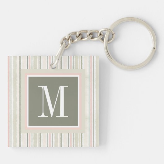 Monogram | De Joy of White | Waterverf Stripes Sleutelhanger (Achterkant)