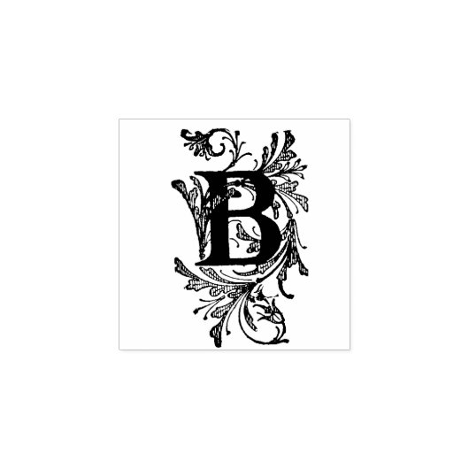 Monogram  decoratief Floraal initiaal letter Rubberstempel (Afrduk)