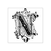 Monogram  decoratief initiaal Letter N Rubberstempel (Afrduk)