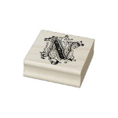 Monogram  decoratief initiaal Letter N Rubberstempel (Stempel)